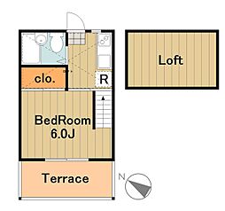 多摩都市モノレール 大塚・帝京大学駅 徒歩8分の賃貸アパート 1階1Kの間取り