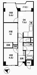 ファーストパレス与野本町 3DKの間取図画像