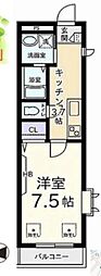 メゾン西八王子 1Kの間取図画像