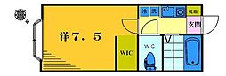 中西ハウス 1Kの間取図画像