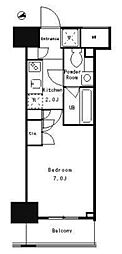 パークキューブ武蔵小杉 1Kの間取図画像