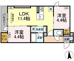 セレスティア荒川N 2LDKの間取図画像