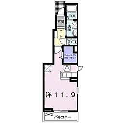 クレアコート　I 1階ワンルームの間取り