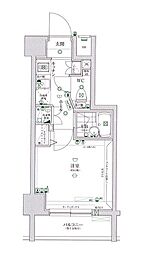 京王線 東府中駅 徒歩10分の賃貸マンション 4階1Kの間取り