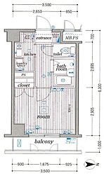 サンテミリオン芦花公園 4階1Kの間取り
