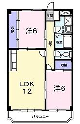 サンライズマンション 2LDKの間取図画像