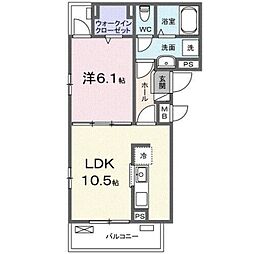モア 3階1LDKの間取り