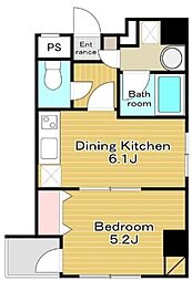 ピースフルコート菊川 6階1DKの間取り