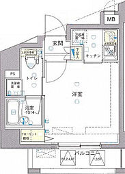 ワイズル・リオン新宿中井 1Kの間取図画像