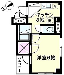 クレスト北町イースト 3階1Kの間取り