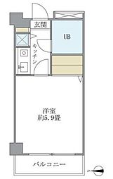 大井町タウンハウス 1Kの間取図画像