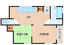 平林ビル 2DKの間取図画像
