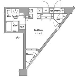 コンフォリア下北沢 9階ワンルームの間取り