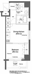 プラウドフラット新宿河田町 1DKの間取図画像