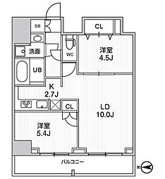 GRACIA PLACE HIKIFUNE 8階2LDKの間取り