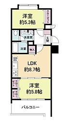 グランパーク天神 2LDKの間取図画像
