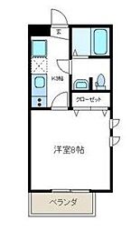 都営浅草線 中延駅 徒歩8分の賃貸マンション 4階1Kの間取り