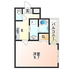 フジパレス新深江7番館 1Kの間取図画像