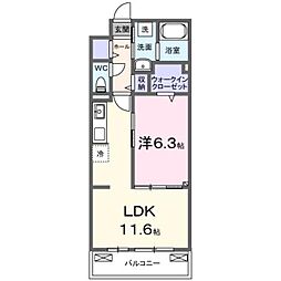 南海高野線 初芝駅 徒歩19分の賃貸アパート 2階1LDKの間取り