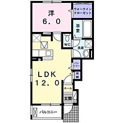 阪急神戸本線 武庫之荘駅 徒歩19分の賃貸アパート 1階1LDKの間取り