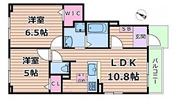メゾン・ドゥ・リスI 2LDKの間取図画像