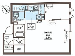 COCOCUBE江古田South 5階1LDKの間取り