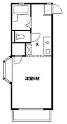 タウンコートブランカ 1階ワンルームの間取り