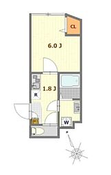 CELESTE北町 1Kの間取図画像