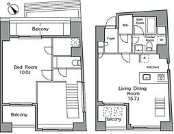 レジディア恵比寿南 4階1LDKの間取り