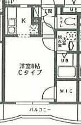 シャルム南流山弐番館 2階1Kの間取り