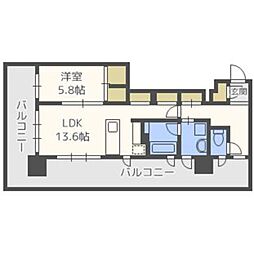 テングッド渡辺通 1LDKの間取図画像