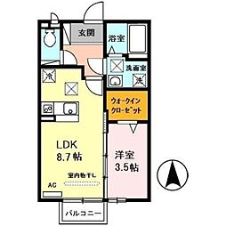 グランディール 1LDKの間取図画像