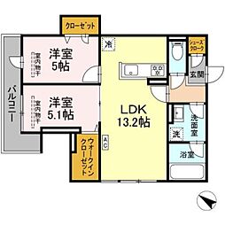 サン・クレール 2LDKの間取図画像