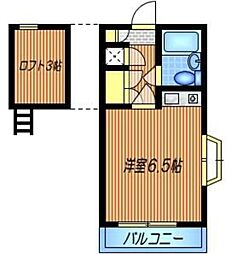 ウイックス・三鷹 2階ワンルームの間取り