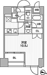 東神田テラスレジデンス ワンルームの間取図画像