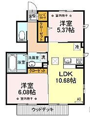 京王相模原線 橋本駅 バス9分 公園前下車 徒歩4分の賃貸アパート 1階2LDKの間取り