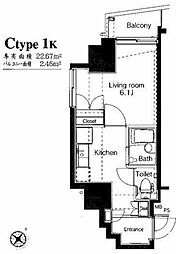 ヴェローナメグロ 1Kの間取図画像