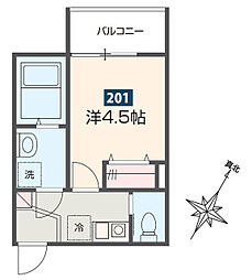 ＭＥＬＤＩＡ小川 2階1Kの間取り