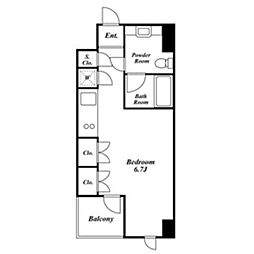プレミアステージ三田慶大前 5階ワンルームの間取り