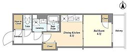 クラリティア入谷 1DKの間取図画像