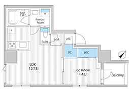 イプセ東京月島 1LDKの間取図画像