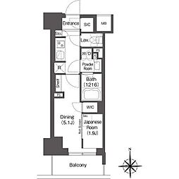 コンフォリア東新宿 1Kの間取図画像