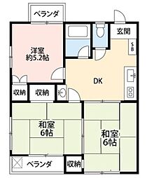 ヴィラアライ成城 3DKの間取図画像