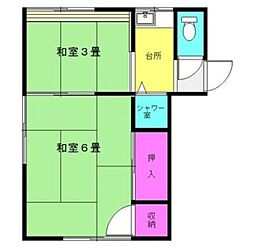 柏荘 2階2Kの間取り