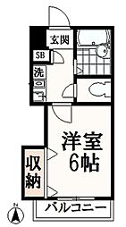 モイスペンテI 1階1Kの間取り