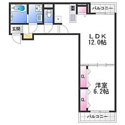 アネラ 2階1LDKの間取り