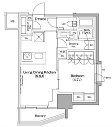 ザ・パークハビオ荏原中延駅前 6階1LDKの間取り