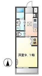 フォレストガーデン 1Kの間取図画像