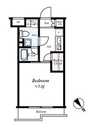 AZEST新江古田 1階1Kの間取り