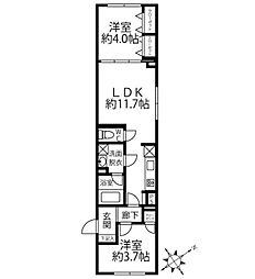クリオ ラモード水天宮前 4階2LDKの間取り